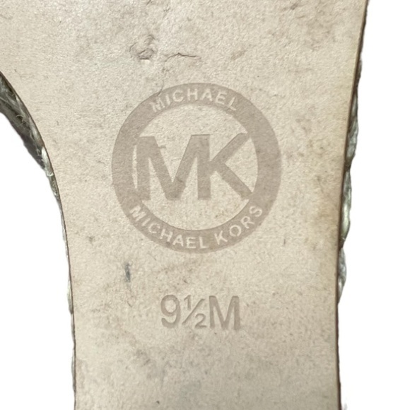 Michael Michael Kors Leather & Hemp Cassandra Open Toe Wedge Heeled Shoes 9.5M - Picture 9 of 10
